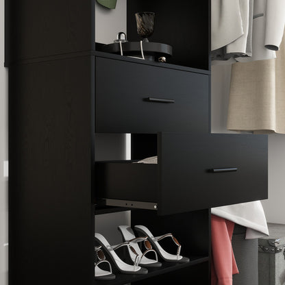 60'' W Walk-in Closet Organizer System with Door Storage Cabinet and Wood Drawer