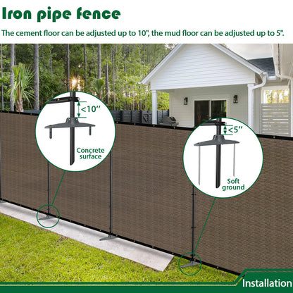 Heavy Duty Outdoor Freestanding Privacy Screen Fence Panels with Iron Poles