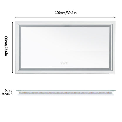 Shatter-Proof LED Bathroom Mirror with Lights Anti-Fog Stepless Dimmable Memory