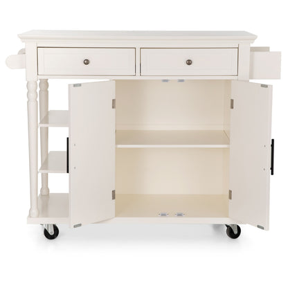 Kitchen Island Kitchen Cart on Wheel with Storage Drawer Rolling Trolley White