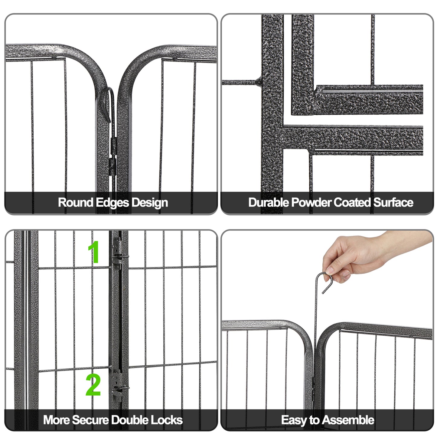 8 Panels 40''/16 panels 24”/32" Dog Pet Playpen Dog Fence Exercise Pen Outdoor