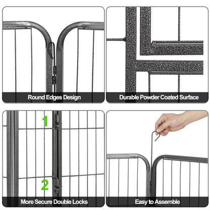 8 Panels 40''/16 panels 24”/32" Dog Pet Playpen Dog Fence Exercise Pen Outdoor
