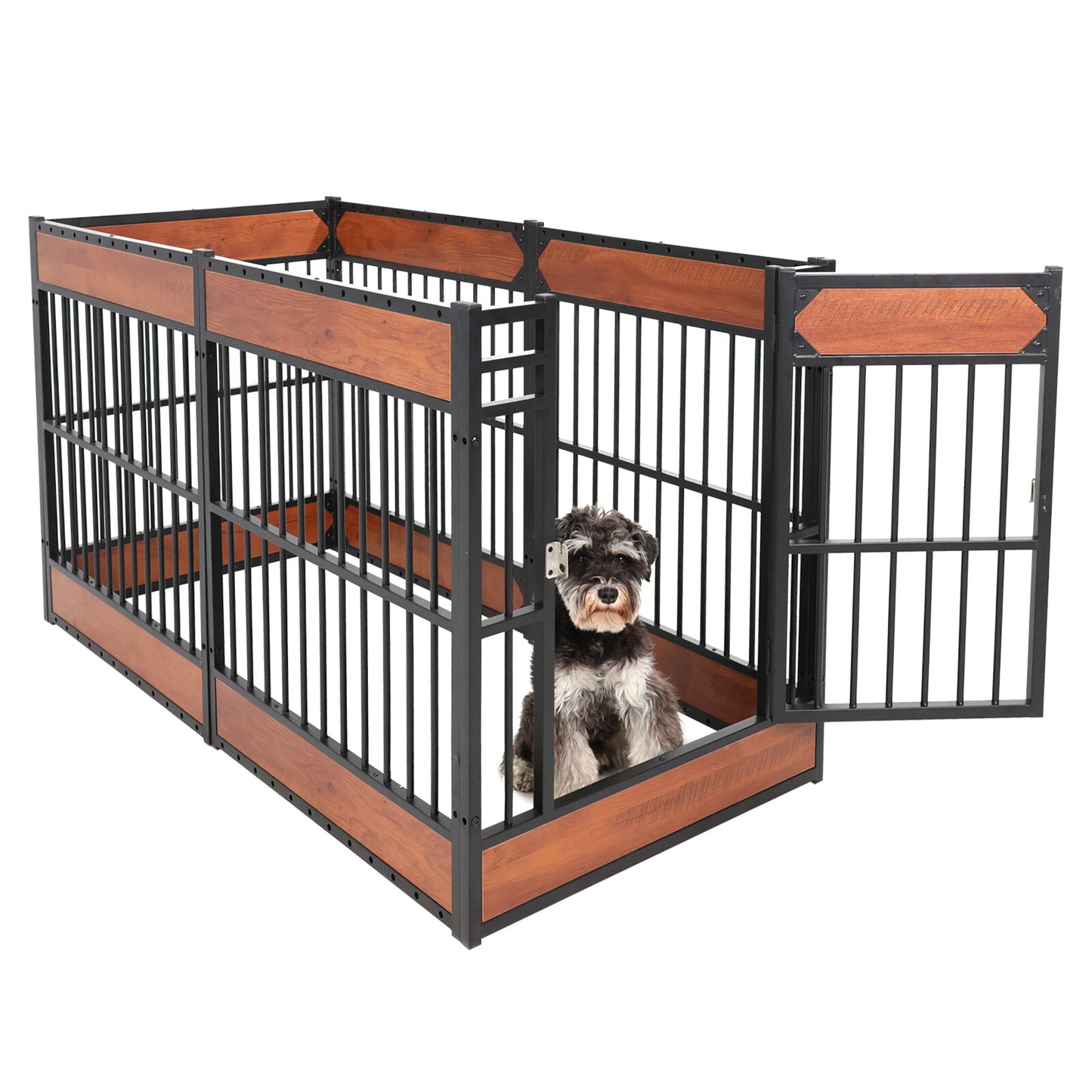 Wooden Adjustable Dog Playpen Pet Fence Heavy Duty Exercise Pen Furniture Style