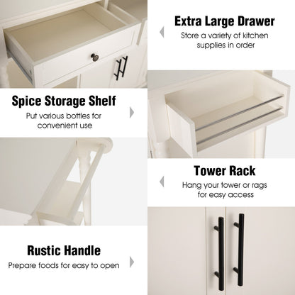 Kitchen Island Kitchen Cart on Wheel with Storage Drawer Rolling Trolley White