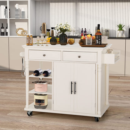 Kitchen Island Kitchen Cart on Wheel with Storage Drawer Rolling Trolley White