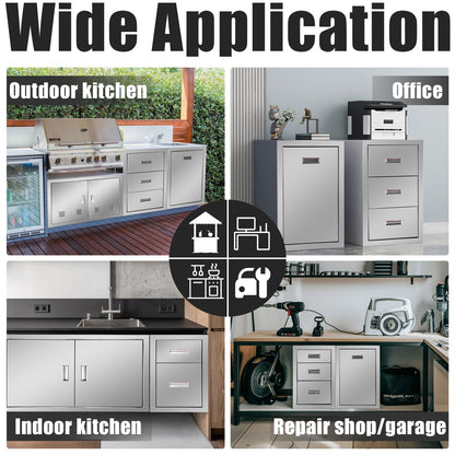 Outdoor Kitchen Drawers Stainless Steel 3-Drawer BBQ Drawer 16"W x 21.5"H x 18"D