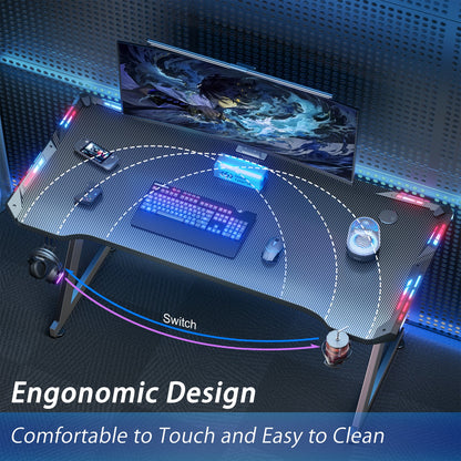 40/47/55/63 inch Gaming Desk with LED RGB Ergonomic Computer Table Gamer Desk