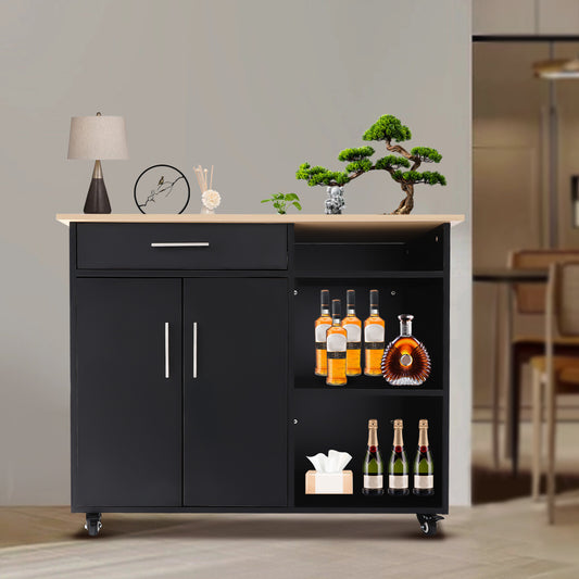 Multi-functional Kitchen Island Cart with Storage Rack Rolling Table & 4*Wheels