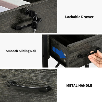 59" LED Computer Desk with Power Outlets Gaming Desk Home Office Desk with Hutch