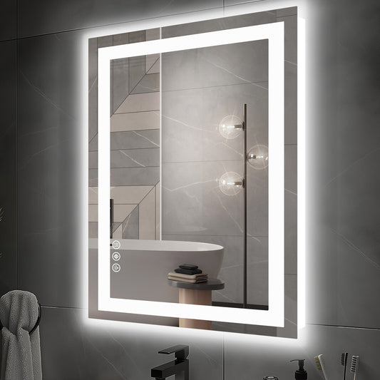 Dual LED Lighted Bathroom Mirror,Smart Memory Function,Anti-Fog Vanity Mirror