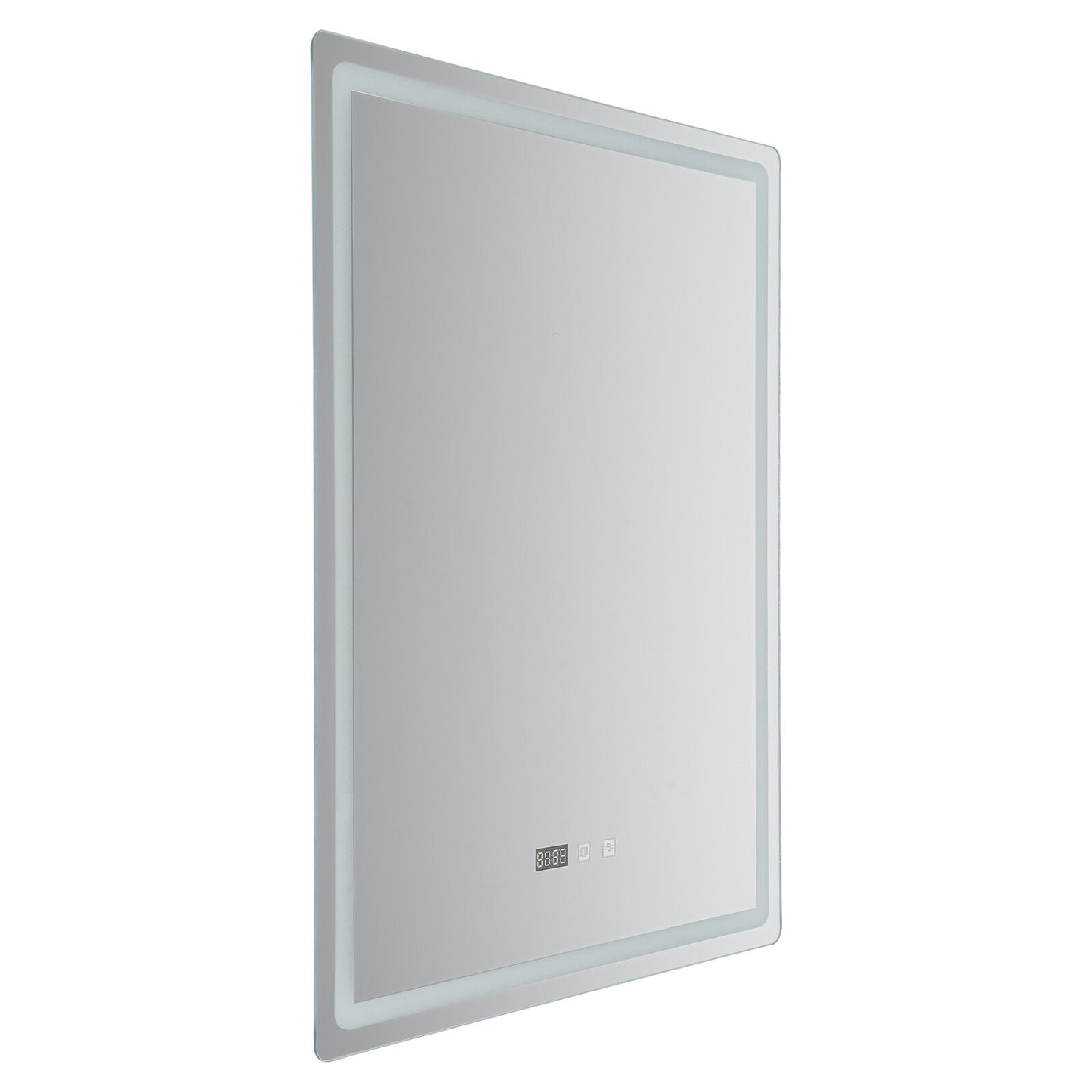 Dimmable LED Bathroom Mirror with Anti-Fog Function and Time Display 60×80 cm