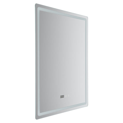 Dimmable LED Bathroom Mirror with Anti-Fog Function and Time Display 60×80 cm