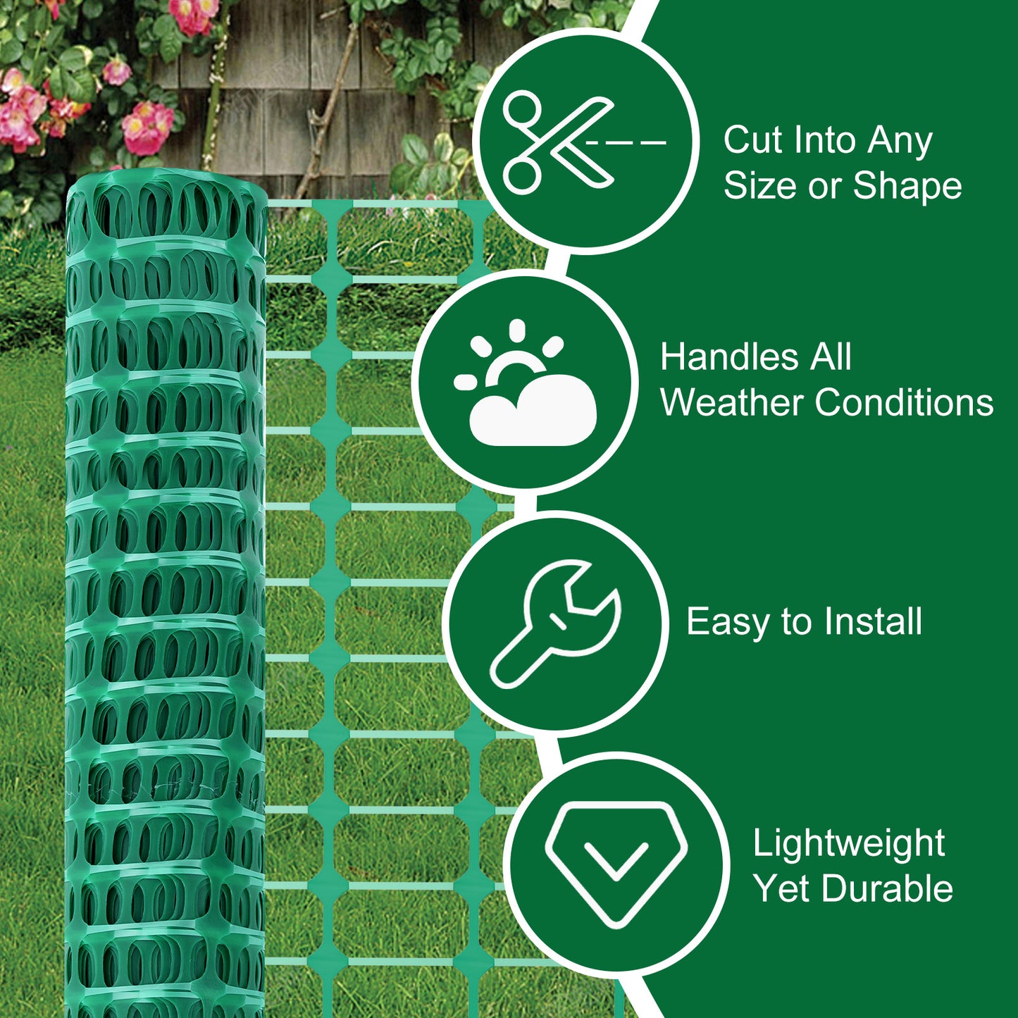 NAIZEA Garden Fence,Snow Fence Temporary Fence Plastic Fence with Posts & Stake