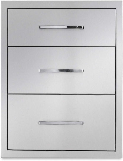 Outdoor Kitchen Drawers Stainless Steel 3-Drawer BBQ Drawer 18"W x 21"H x 23"D