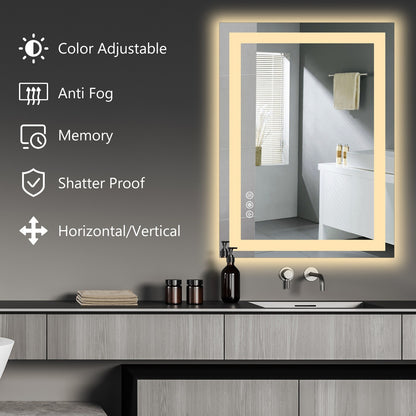 28''/32''/36'' Anti-fog LED Mirror Bathroom,Rectangle Smart Memory Vanity Mirror