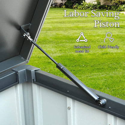 Domi 120 Gallon Metal Outdoor Storage Deck Box Waterproof w/Lockable (Grey)