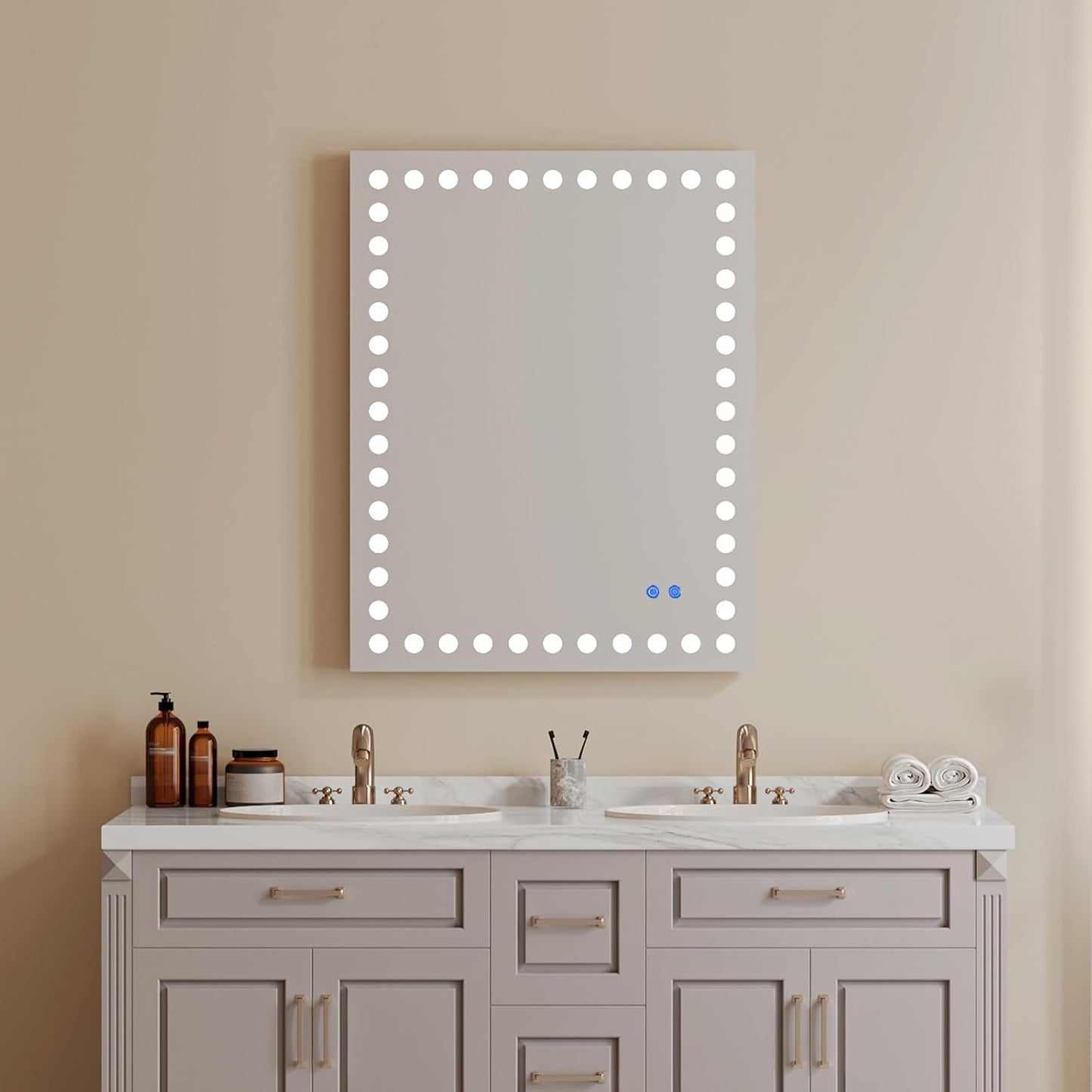 28 x 36in LED Bathroom Mirror Dimmable Anti-fog Wall Vanity Touch Makeup Mirror