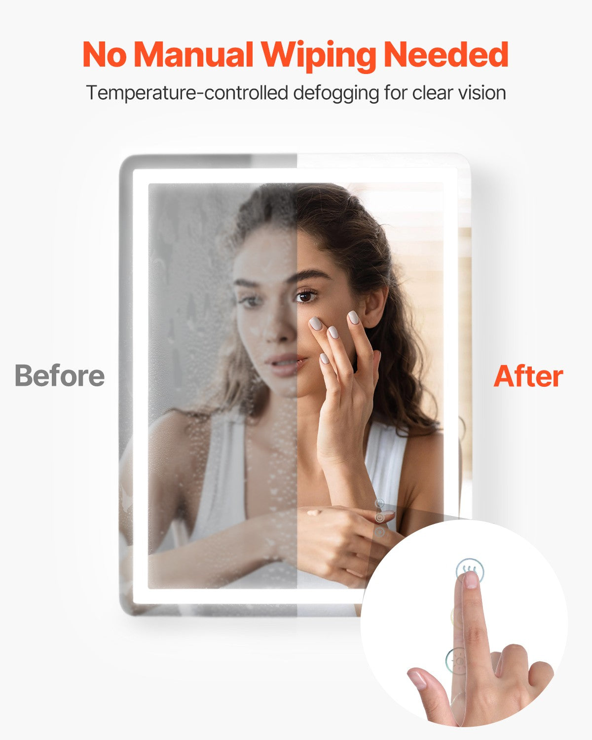 24x32'' LED Bathroom Mirror Wall Vanity Mirror Dimmable Anti-fog Front Backlit