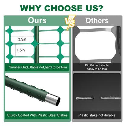 NAIZEA Garden Fence,Snow Fence Temporary Fence Plastic Fence with Posts & Stake