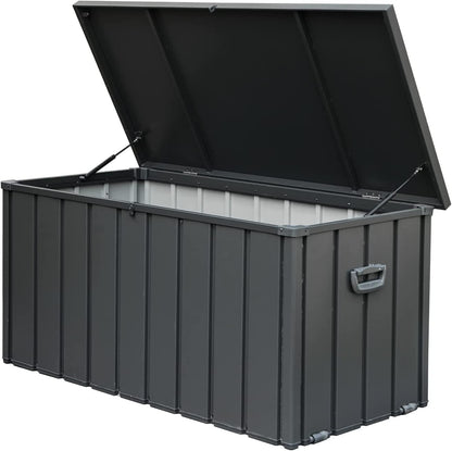 Domi 120 Gallon Metal Outdoor Storage Deck Box Waterproof w/Lockable (Grey)