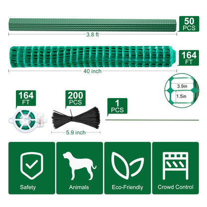 NAIZEA Garden Fence,Snow Fence Temporary Fence Plastic Fence with Posts & Stake