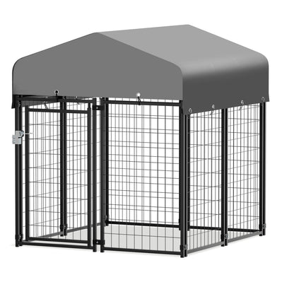Outdoor Dog Kennel Playpen Animal Run Pet Enclosure Crate Fence w/UV-Proof Roof