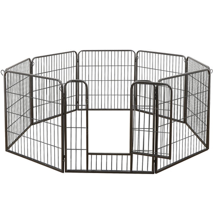 Dog Playpen 32" Large Metal Exercise Puppy Pen Pet Fence Outdoor 16 Panels Black