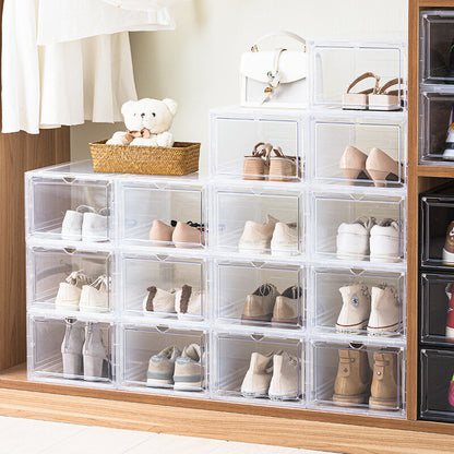 12 Clear Shoe Boxes Magnetic Drop Front Sneaker Rack Storage Organizer Stackable