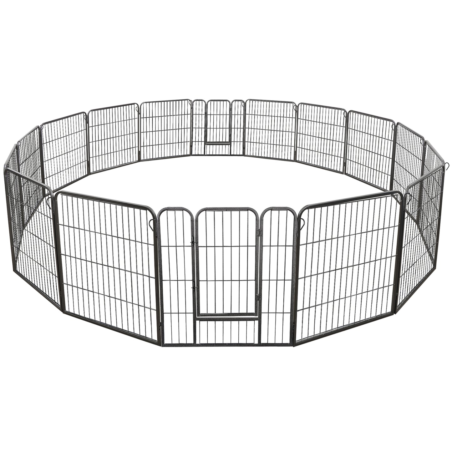 Outdoor Dog Playpen 16 Panels 32" H Pet Playpen Metal Frame Dog Fence, Black