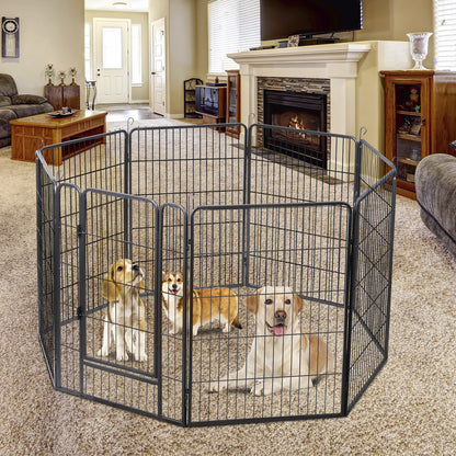 8 Panels 40''/16 panels 24”/32" Dog Pet Playpen Dog Fence Exercise Pen Outdoor