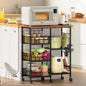 Rolling Kitchen Storage Microwave Cart, Kitchen Island with Adjustable Shelf ...