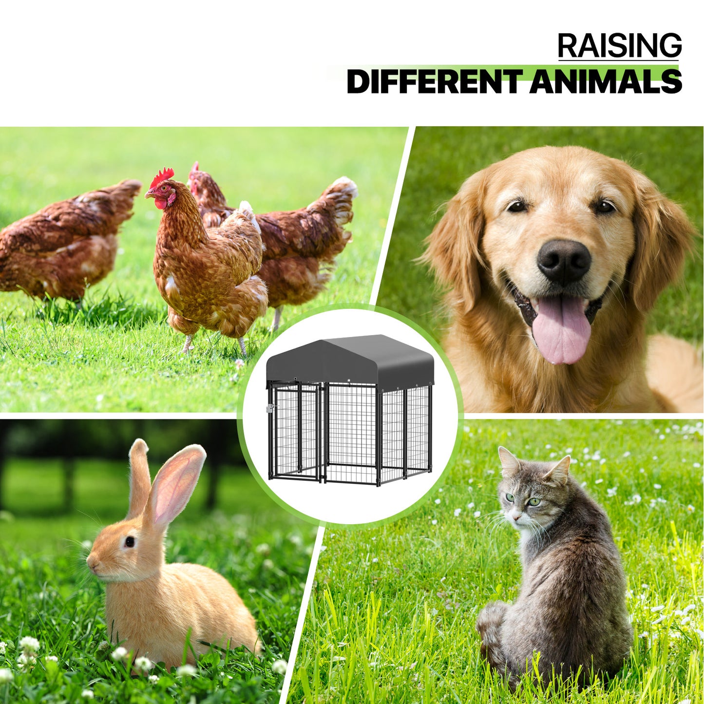 Outdoor Dog Kennel Playpen Animal Run Pet Enclosure Crate Fence w/UV-Proof Roof