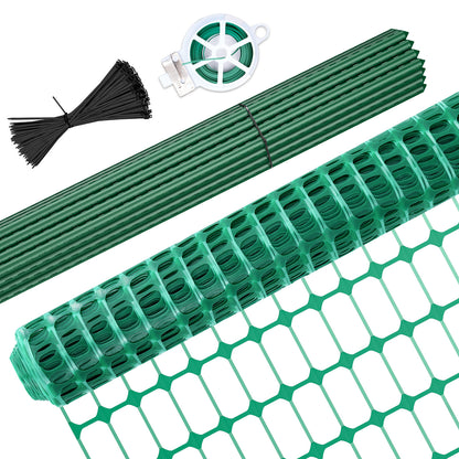 NAIZEA Garden Fence,Snow Fence Temporary Fence Plastic Fence with Posts & Stake