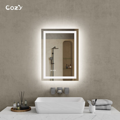 20x28'' LED Bathroom Mirror Wall Vanity Mirror Dimmable Anti-fog Tempered Glass