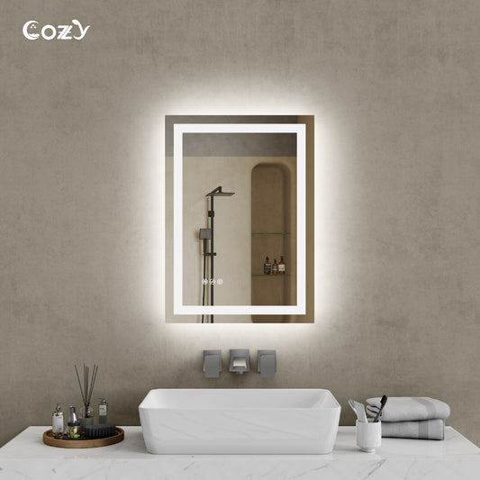 20x28'' LED Bathroom Mirror Wall Vanity Mirror Dimmable Anti-fog Tempered Glass
