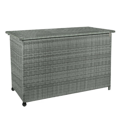 150 Gallon Outdoor Storage Deck Box Waterproof Large Patio Rattan Storage Bin GR