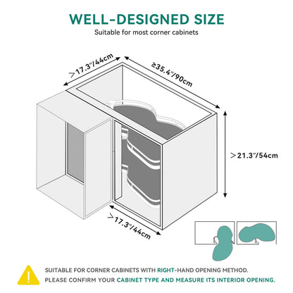 Brezelge Swing Right Blind Corner Kitchen Cabinet Pull Out Organizer for 36"Left