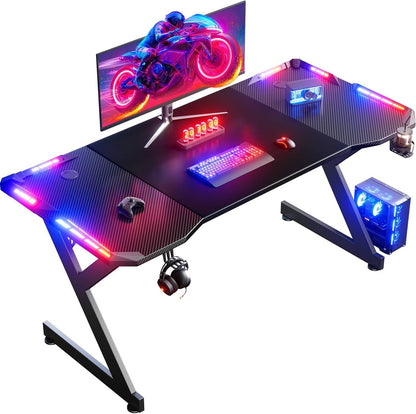 40/47/55/63 inch Gaming Desk with LED RGB Ergonomic Computer Table Gamer Desk