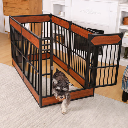 Wooden Adjustable Dog Playpen Pet Fence Heavy Duty Exercise Pen Furniture Style
