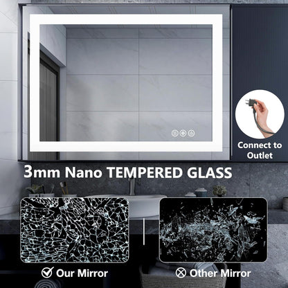 Dual LED Lighted Bathroom Mirror,Smart Memory Function,Anti-Fog Vanity Mirror