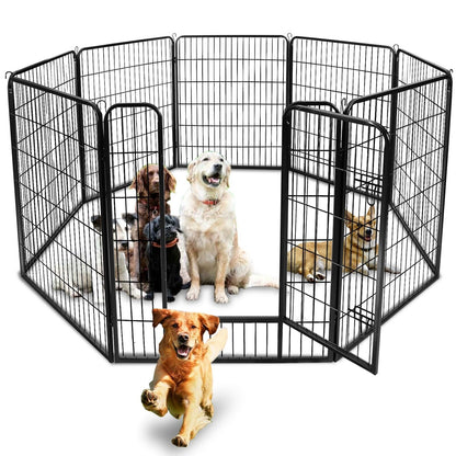 8 Panels 40''/16 panels 24”/32" Dog Pet Playpen Dog Fence Exercise Pen Outdoor