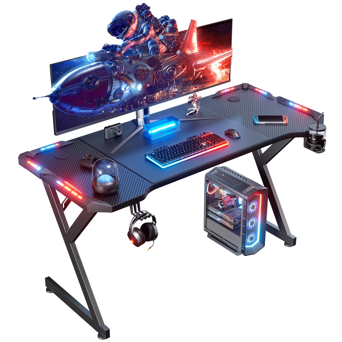 40/47/55/63 inch Gaming Desk with LED RGB Ergonomic Computer Table Gamer Desk