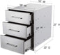 Outdoor Kitchen Drawers Stainless Steel 3-Drawer BBQ Drawer 18"W x 23"H x 23"D