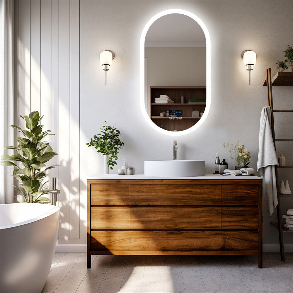 LED Bathroom Mirror Anti-fog Wall Vanity Mirror Bluetooth Intelligent Display HD