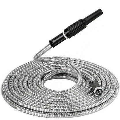 75FT 304 Stainless Steel Metal Garden Water Hose Kink Proof Flexible Heavy Duty