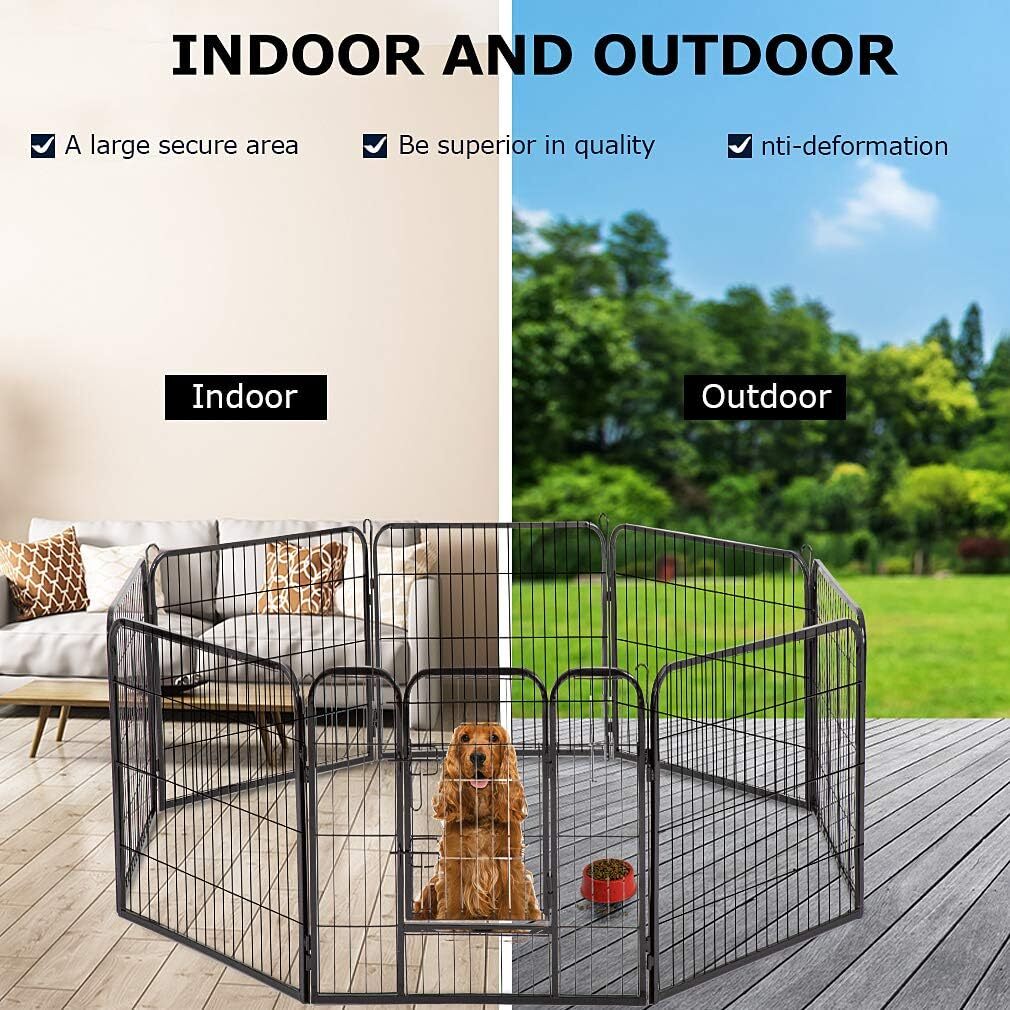 Dog Playpen 40'' 8 Panel Heavy Duty Pet Playpen Dog Exercise Pen Cat Fence