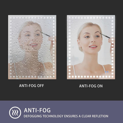 28 x 36in LED Bathroom Mirror Dimmable Anti-fog Wall Vanity Touch Makeup Mirror