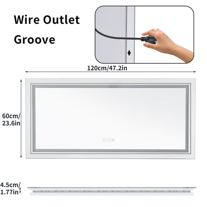 Shatter-Proof LED Bathroom Mirror with Lights Anti-Fog Stepless Dimmable Memory