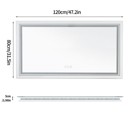 Bathroom Mirror with Front+Backlit Lights Dimmable Wall Vanity Mirrors Anti-Fog