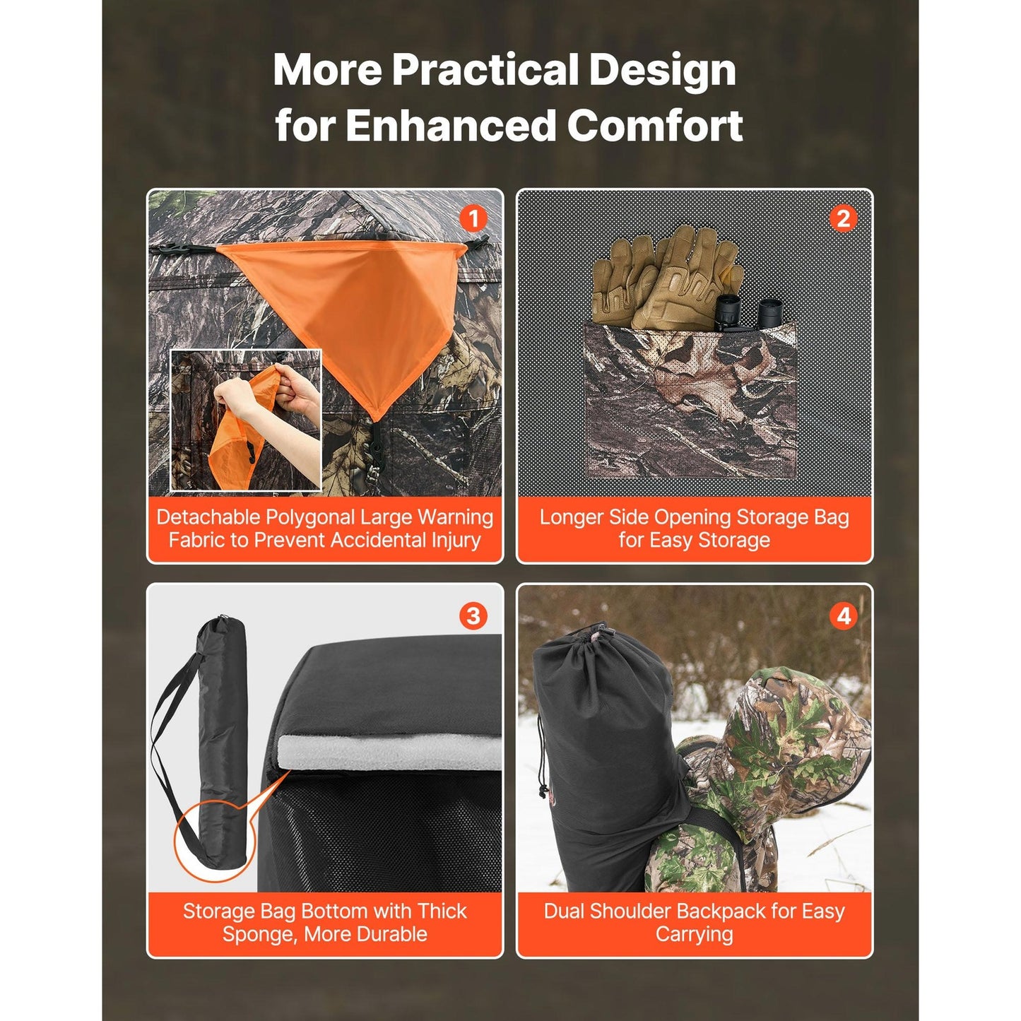 Uimoso Hunting Blind See Through Ground Deer Blinds 2-3 Person Carrying Bag